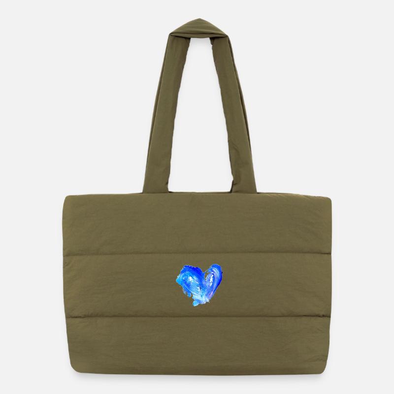 Blue Water Heart Puffer Shopping Bag