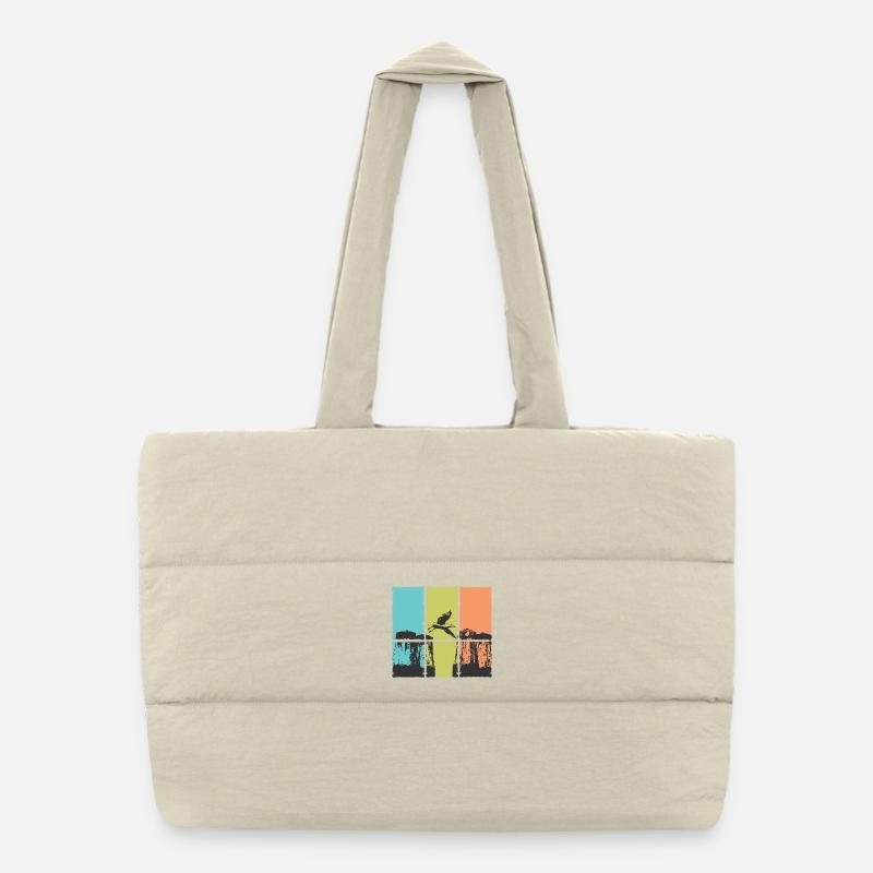 Collection d’art abstrait pour les amis côtiers - Seagull Sac shopping matelassé
