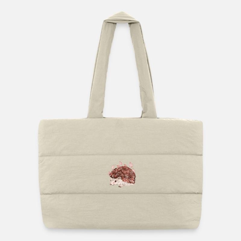 Hérisson d’automne avec un accent de fourrure rouge Sac shopping matelassé