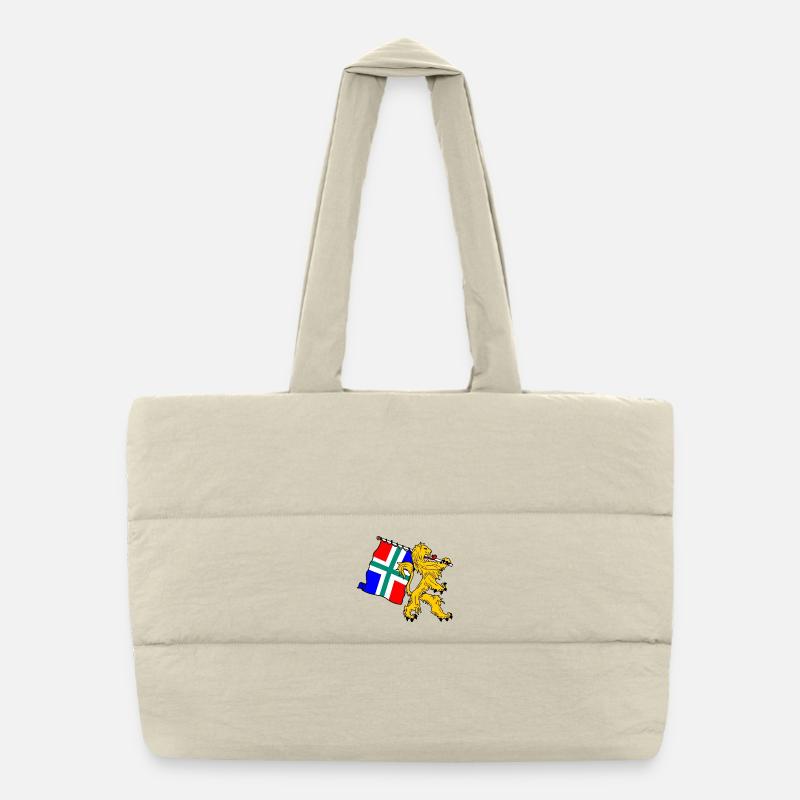 Lion avec drapeau Groningue Sac shopping matelassé