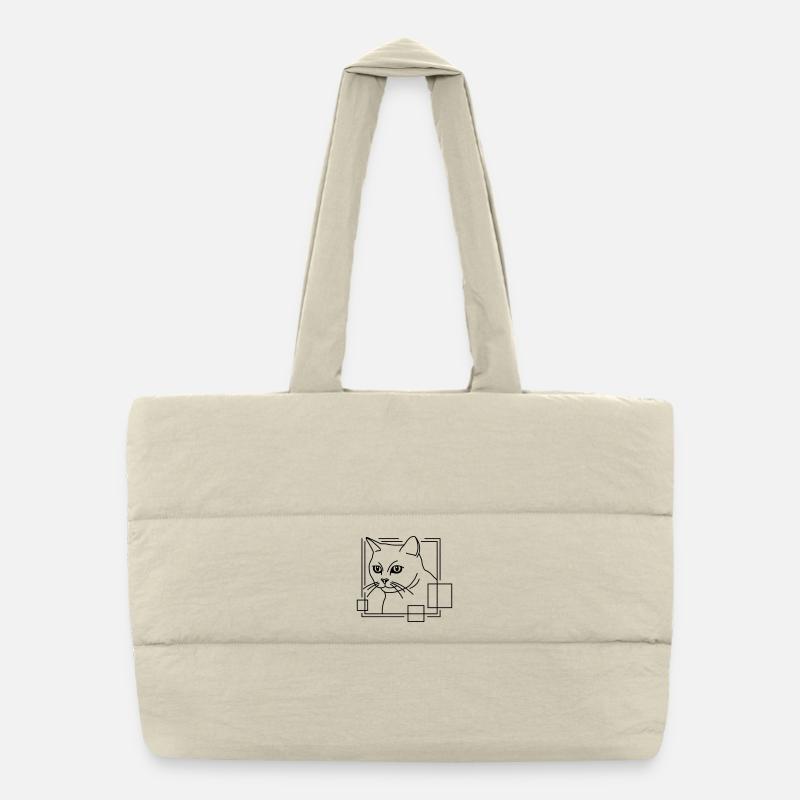 Katze in geometrischer Form - Line-Art-Design Puffer-Einkaufstasche