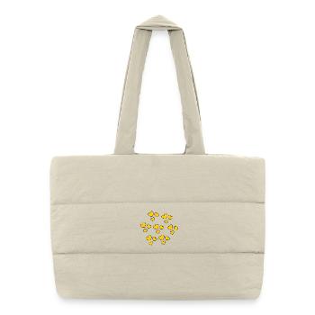 CŒUR. PAPA. MAMAN. NOEL. NOËL. EVJF. BEBE. ENFANT. - Sac shopping matelassé - blanc naturel - Devant