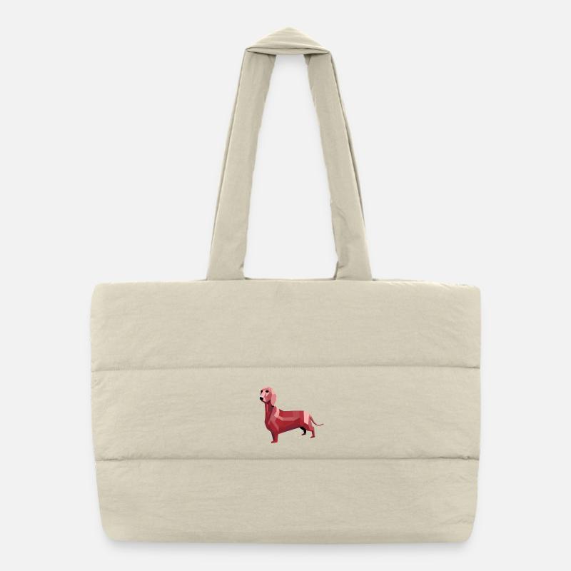 Dackel low poly rot Puffer-Einkaufstasche