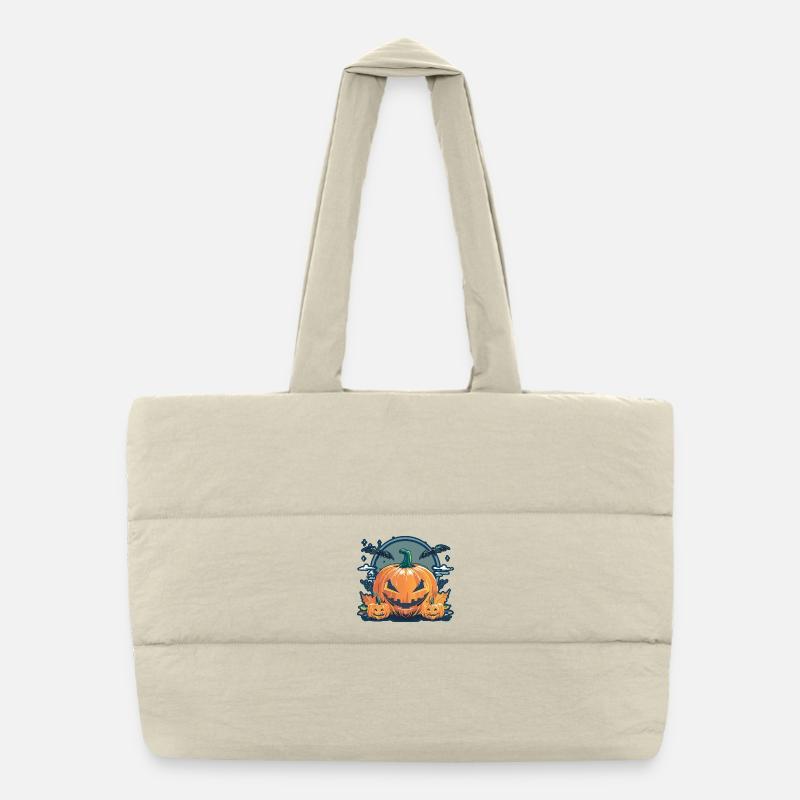 Haunted Pumpkin Trio – Spooky Halloween Vibes Puffer Shopping Bag