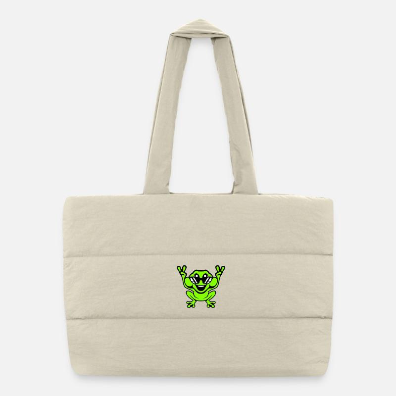 Grenouille Crapaud Cool Lunettes de soleil Victoire Paix Mains Sac shopping matelassé