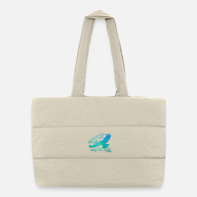 Isaïe 40 31 - planent sur leurs ailes comme des aigles Lettrage Sac shopping matelassé