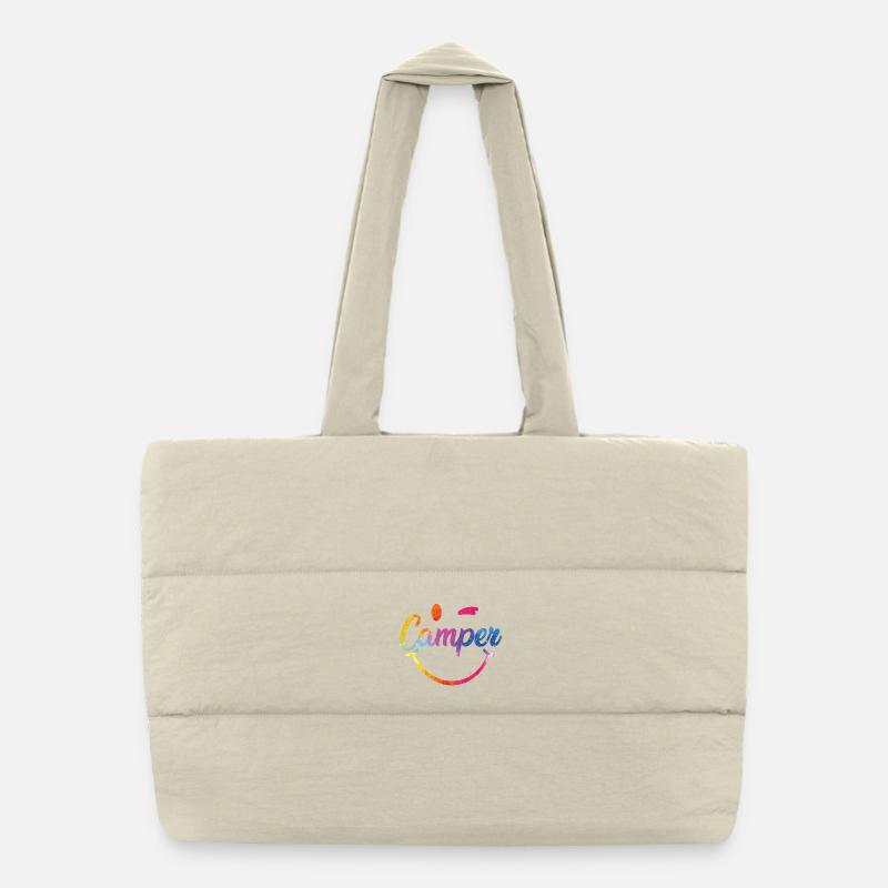 Logo smiley coloré du campeur Sac shopping matelassé