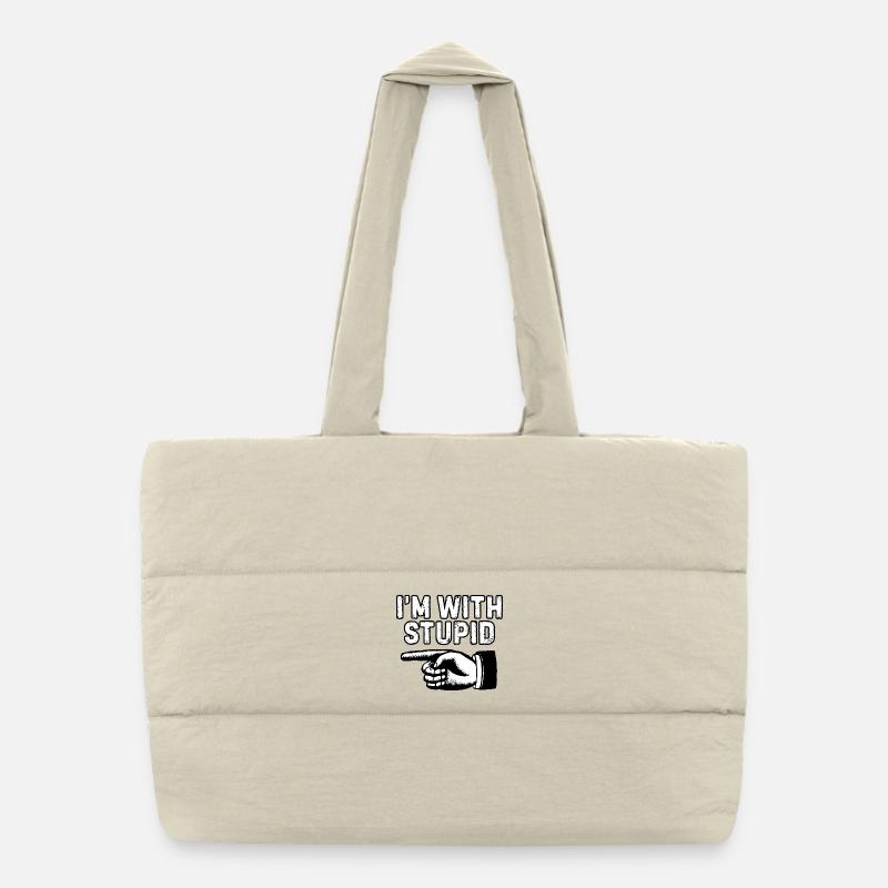Im With Stupid Hand Graphic Puffer Shopping Bag