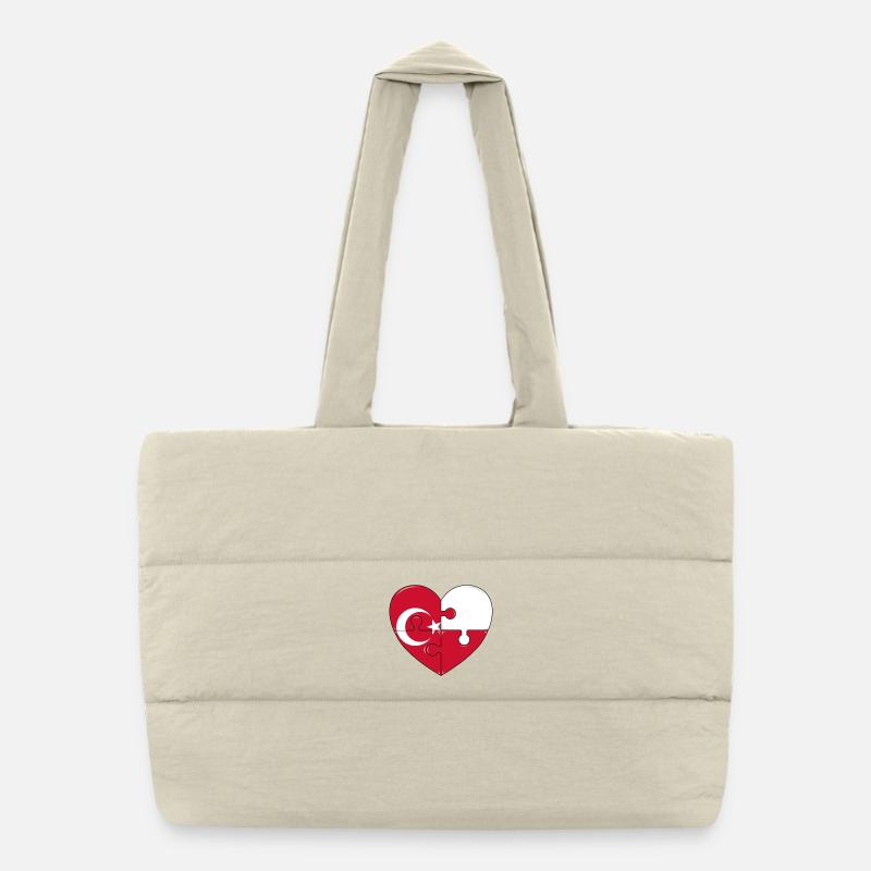 Puzzle Heart Flag Fusion Puffer Shopping Bag