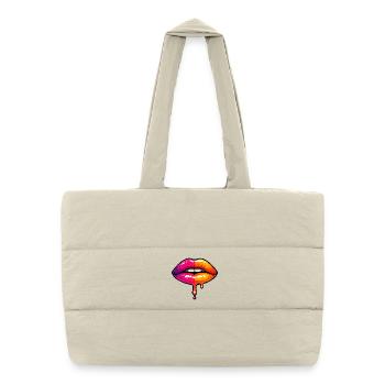 Dripping Neon Lips - Puffer Shopping Bag - natural - Front