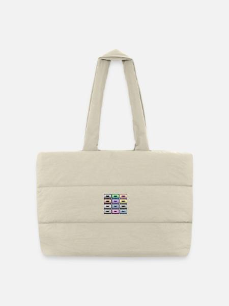 Retro Colored Cassettes - Puffer Shopping Bag - natural