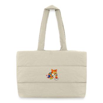 Cat Curling / Curling Player Cat - Puffer Shopping Bag - natural - Front