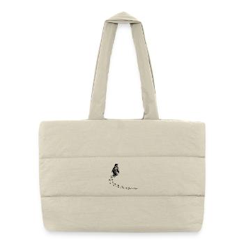 But why? Penguin Meme Footprints Doodle Doodle - Puffer Shopping Bag - natural - Front
