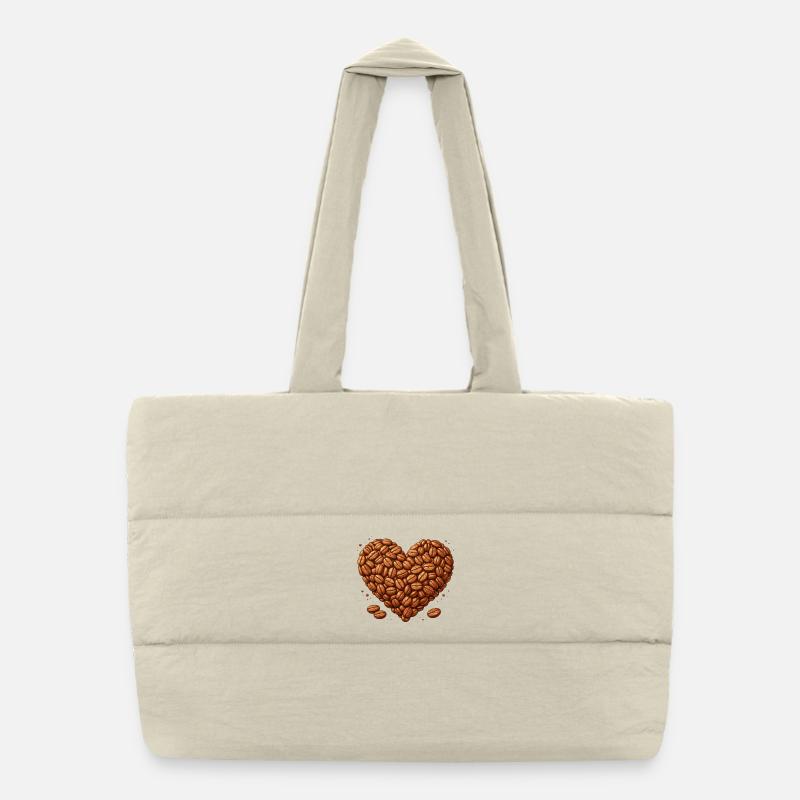 Illustration des grains du cœur du café Sac shopping matelassé