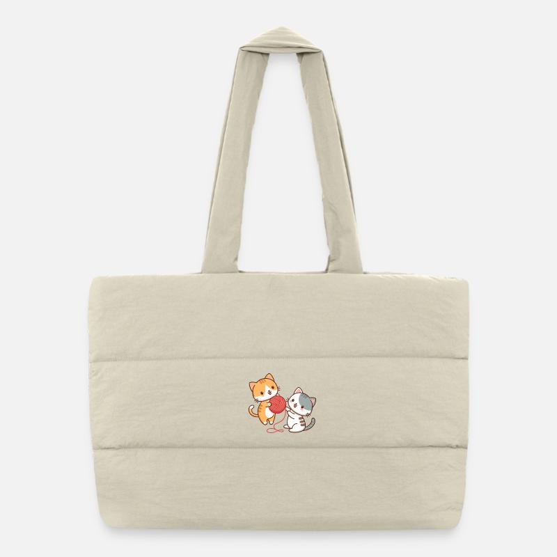 Chatons et pelote kawaii Sac shopping matelassé