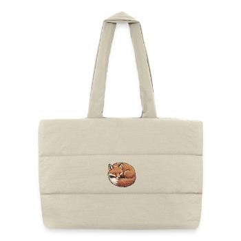 Schlafender Fuchs im Retro Vintage Stil - Puffer-Einkaufstasche - Naturweiß - Vorne