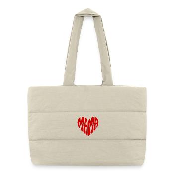 MAMA T-shirt in the shape of a heart, retro style - Puffer Shopping Bag - natural - Front
