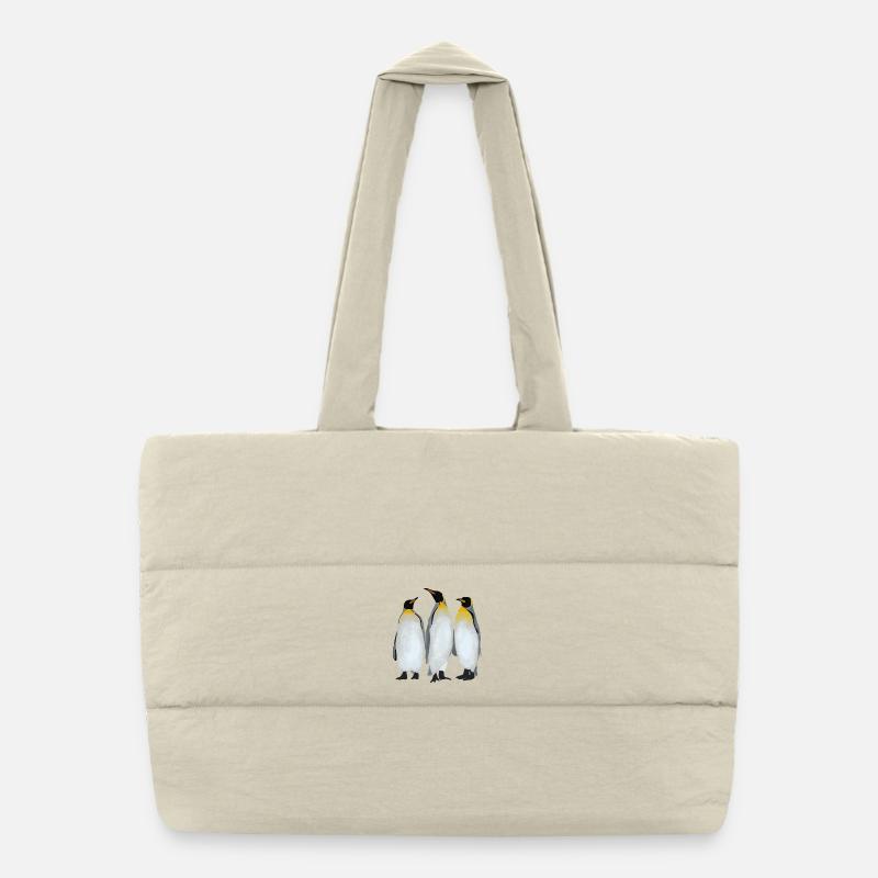 Drei Pinguine - Puffer-Einkaufstasche - Naturweiß