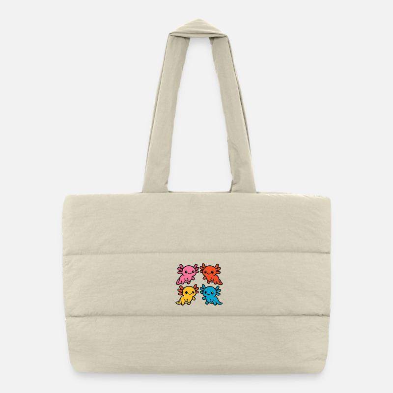 Mignonne Axolotl Couleurs Colorées Design mignon Sac shopping matelassé