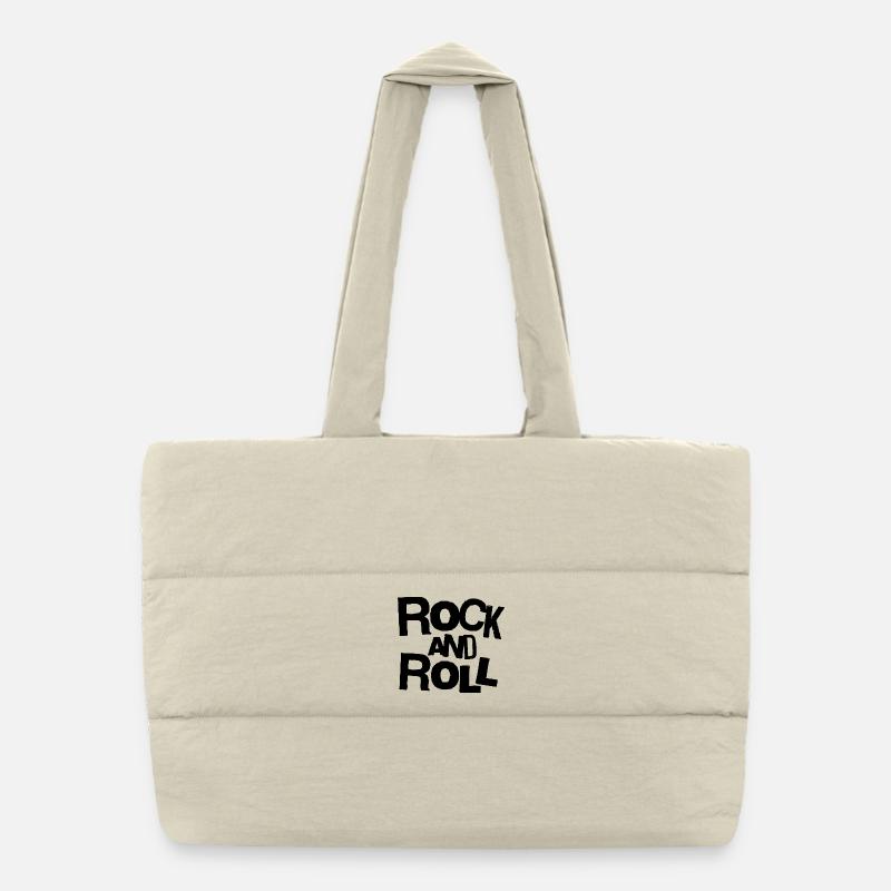 Rock and Roll Bold Typography T-Shirt Sac shopping matelassé
