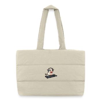 DJ Cow Cartoon Farm Party Motif - Puffer Shopping Bag - natural - Front