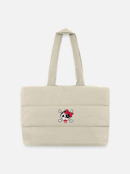 Ein Baby Skull Symbol mit Schnuller,Schleife und - Gesteppte Shopping Bag - Naturweiß