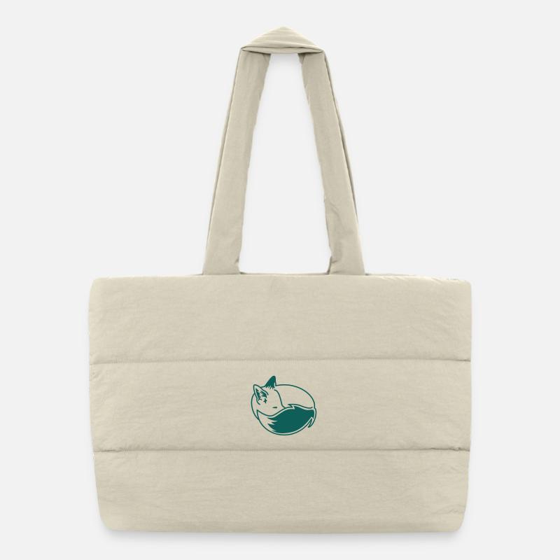 Fuchs eingekuschelt – Kawaii Fox Cartoon Design Puffer-Einkaufstasche