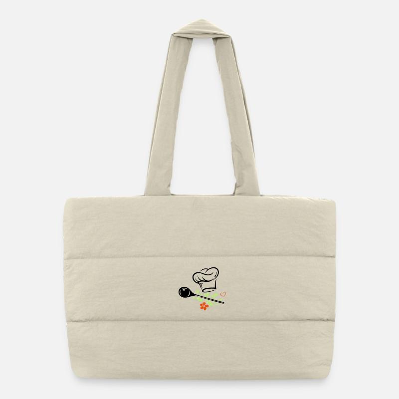Cooking Chef's Hat Chef Vegan Healthy Wooden spoon Puffer Shopping Bag