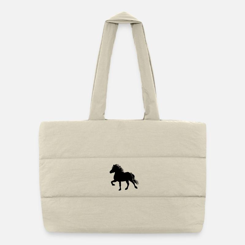 Kraftvolles Islandpferd Tölt, Isländer, Islandpony - Puffer-Einkaufstasche - Naturweiß