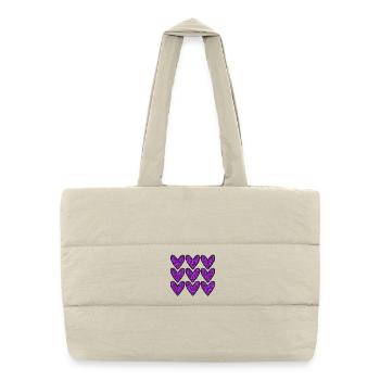 CŒUR. PAPA. MAMAN. EVJF. BEBE. ENFANT. COEUR. FÊTE - Sac shopping matelassé - blanc naturel - Devant