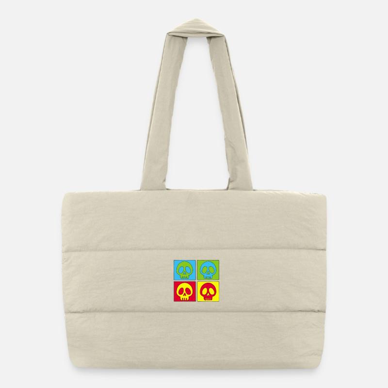 Pop art manga skull Puffer Shopping Bag