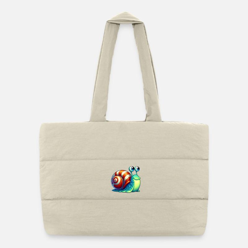 Escargot - Sac shopping matelassé - blanc naturel