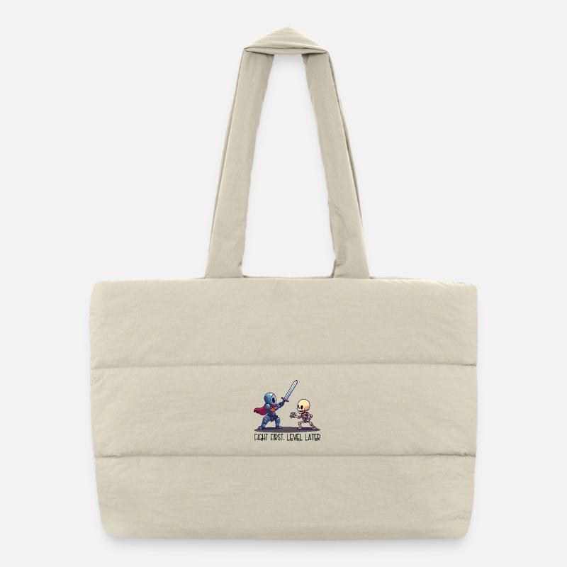 First Fight, Level Later – Ritter vs Skelett Puffer-Einkaufstasche