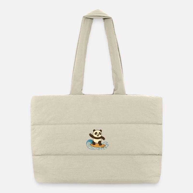 Panda Surf heureux - Illustration d’été Sac shopping matelassé