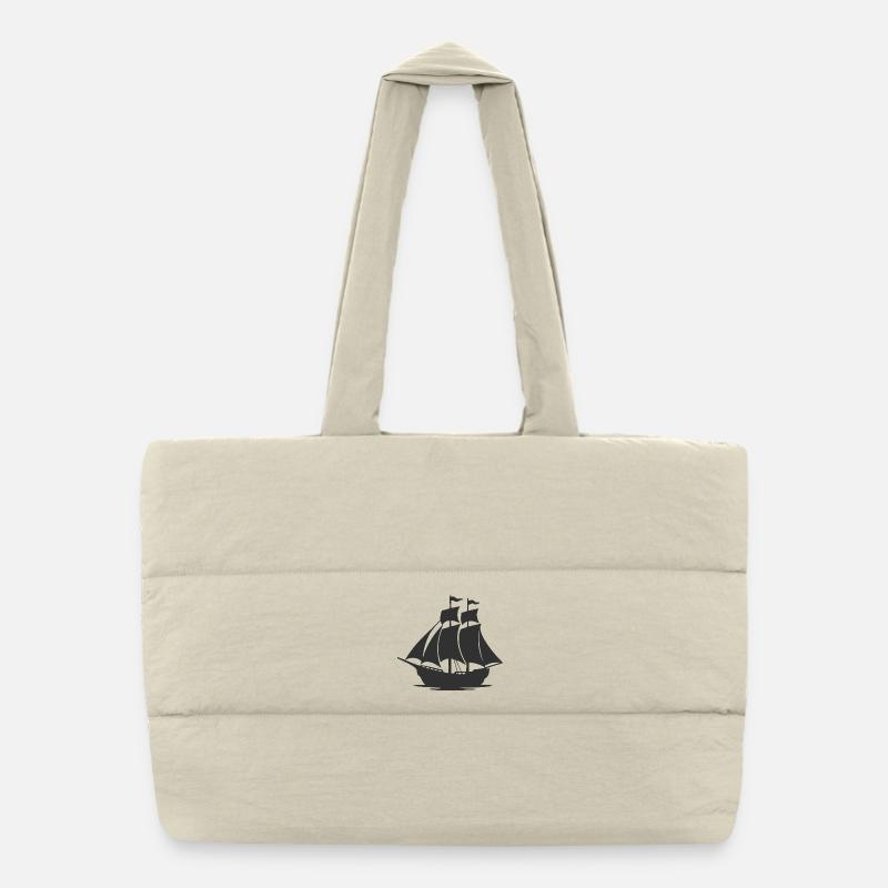 Mysteriöse Silhouette eines Segelschiffs Puffer-Einkaufstasche