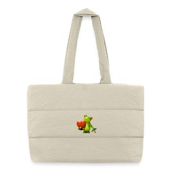 Grenouille avec sculpture motivée par le coeur - Sac shopping matelassé - blanc naturel - Devant