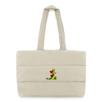 grenouille avec coeur fruits design - Sac shopping matelassé - blanc naturel - Devant