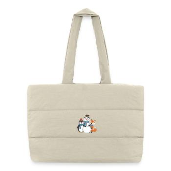 Winter Friends - Penguin, Snowman and Fox - Puffer Shopping Bag - natural - Front