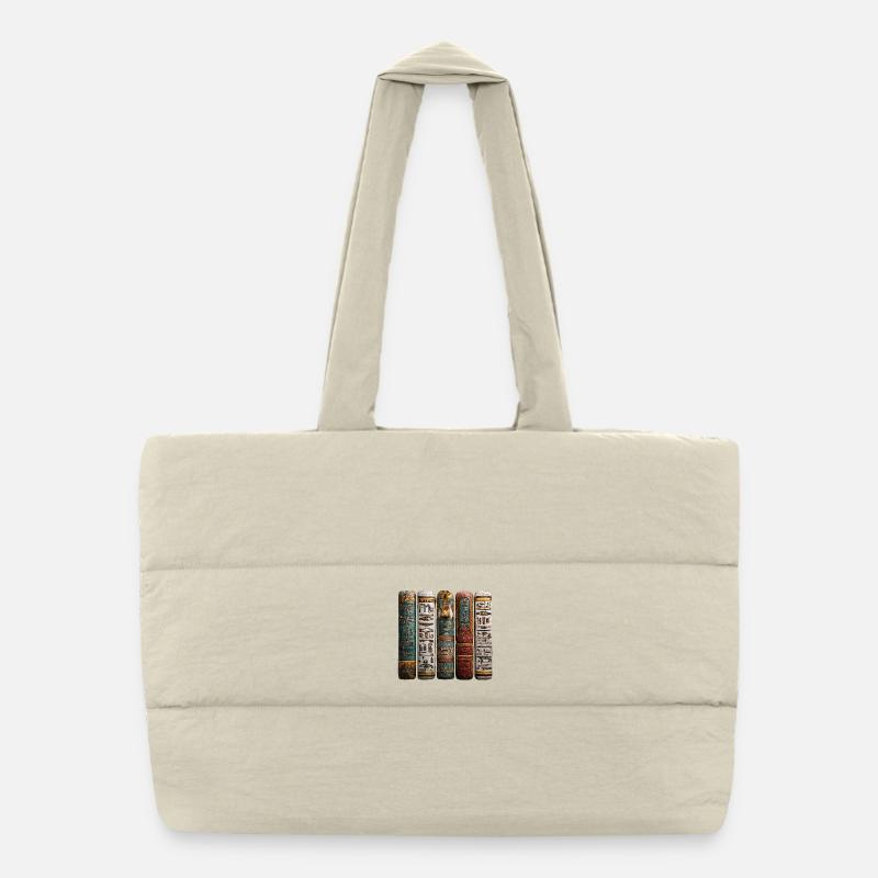 La lecture des stèles hiéroglyphiques est une science - Sac shopping matelassé - blanc naturel