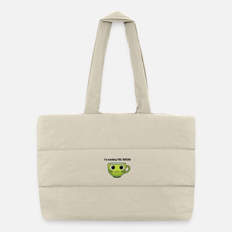 I am watching you, Matcha - Puffer-Einkaufstasche - Naturweiß
