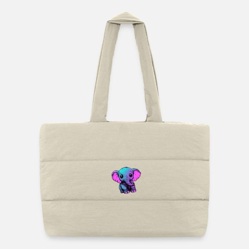 Néon éléphant Pop Art Couleurs Sac shopping matelassé