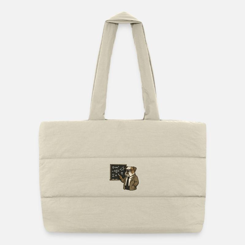 Bulldog Math Teacher at Chalkboard Classroom Art Puffer Shopping Bag