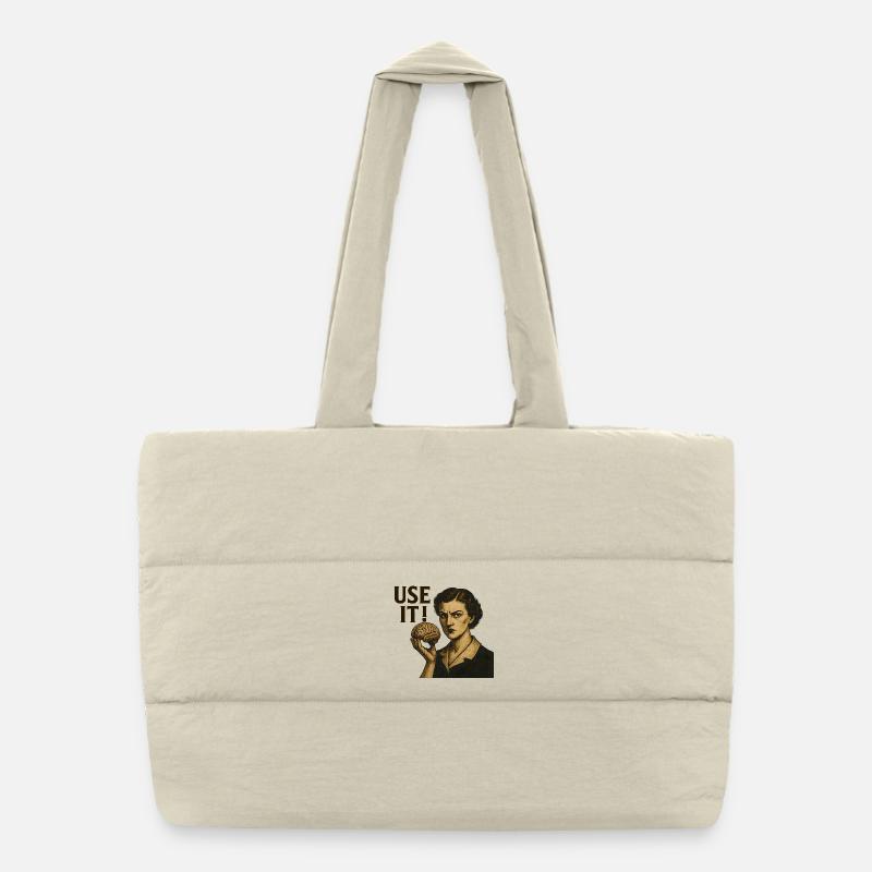 Brain Motif Retro Puffer Shopping Bag