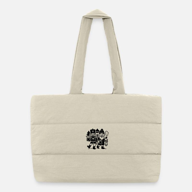 Mulled Wine Drinking Team Santa Claus Nutcracker Puffer Shopping Bag