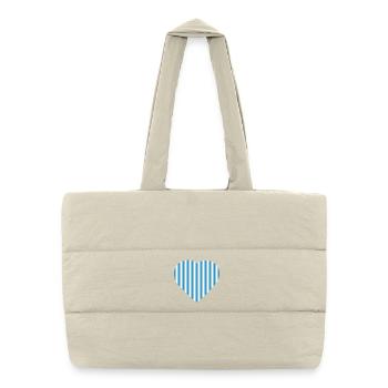 Cœur à rayures bleues Malmö - Sac shopping matelassé - blanc naturel - Devant