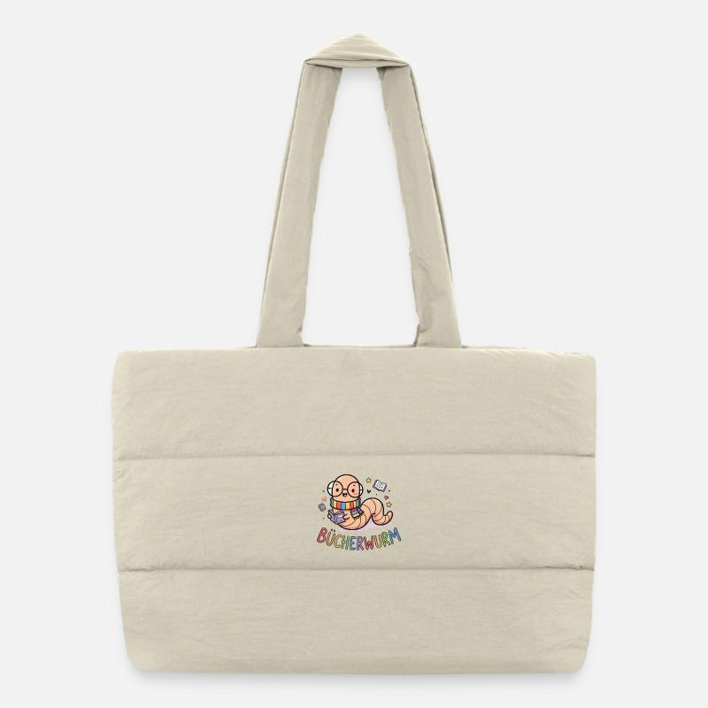 Bücherwurm Cute German Bookworm Reading Gift Puffer-Einkaufstasche