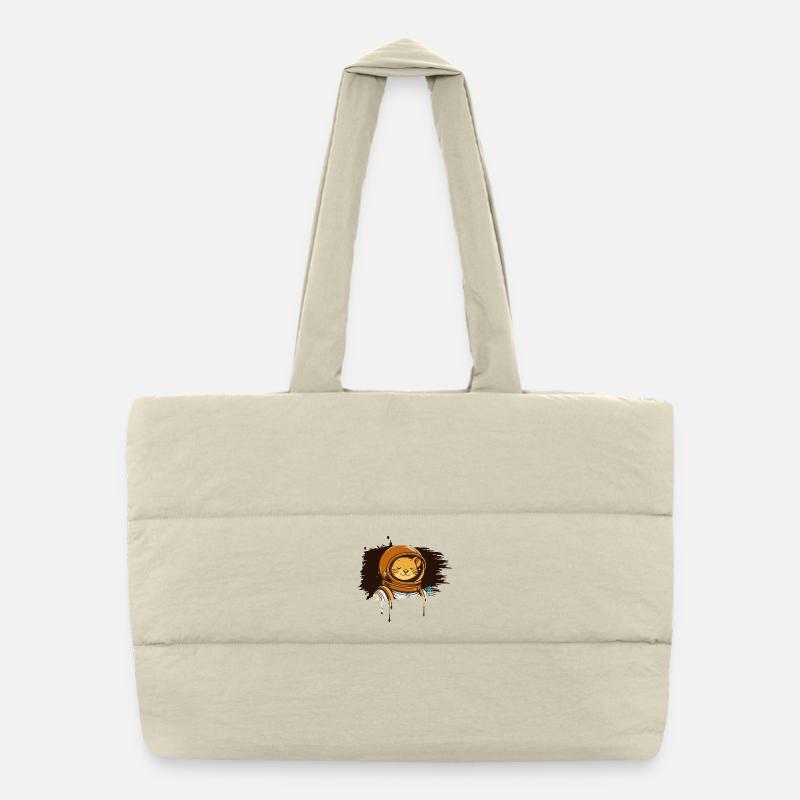 Entspannte Astronauten Maus im modernen Comic Stil Puffer-Einkaufstasche