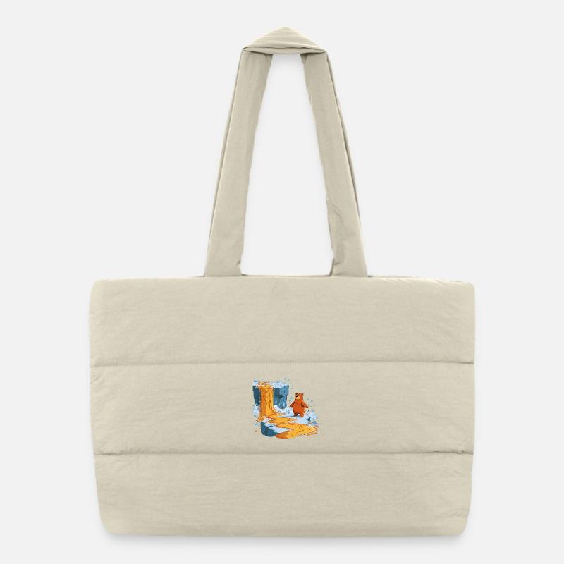 Bär am Lavastrom auf Eis Puffer Shopping Bag