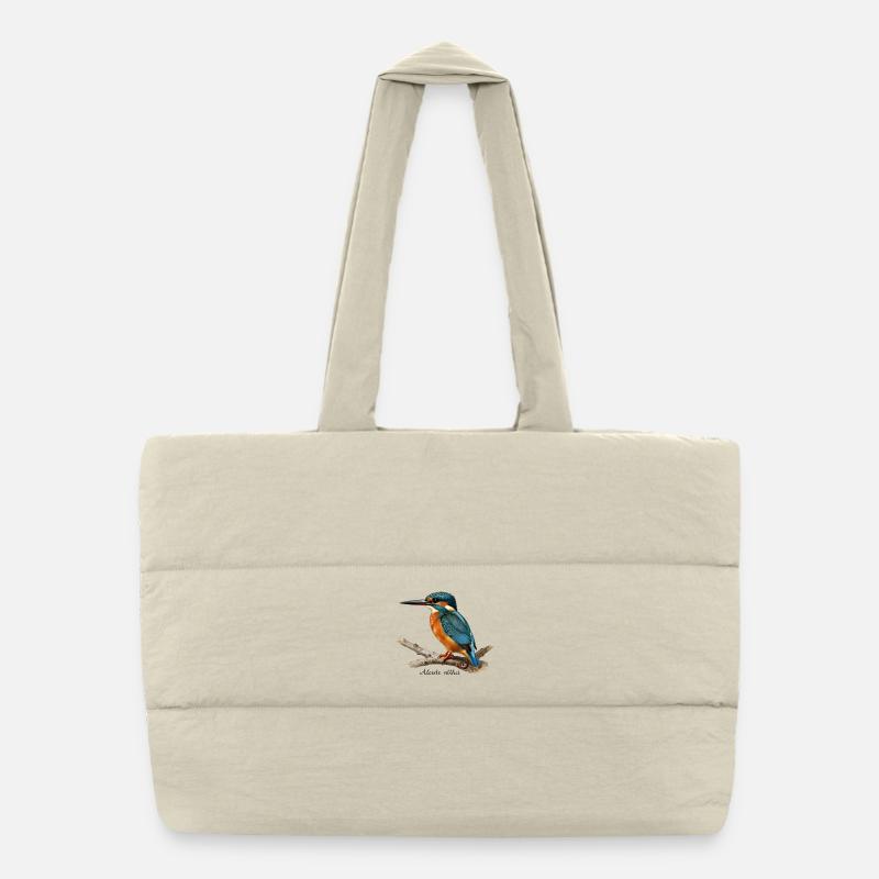 Martin-pêcheur coloré sur branche Sac shopping matelassé