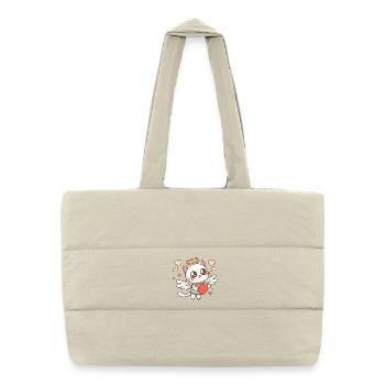Chat Angélique Ailé et Cœur - Sac shopping matelassé - blanc naturel - Devant